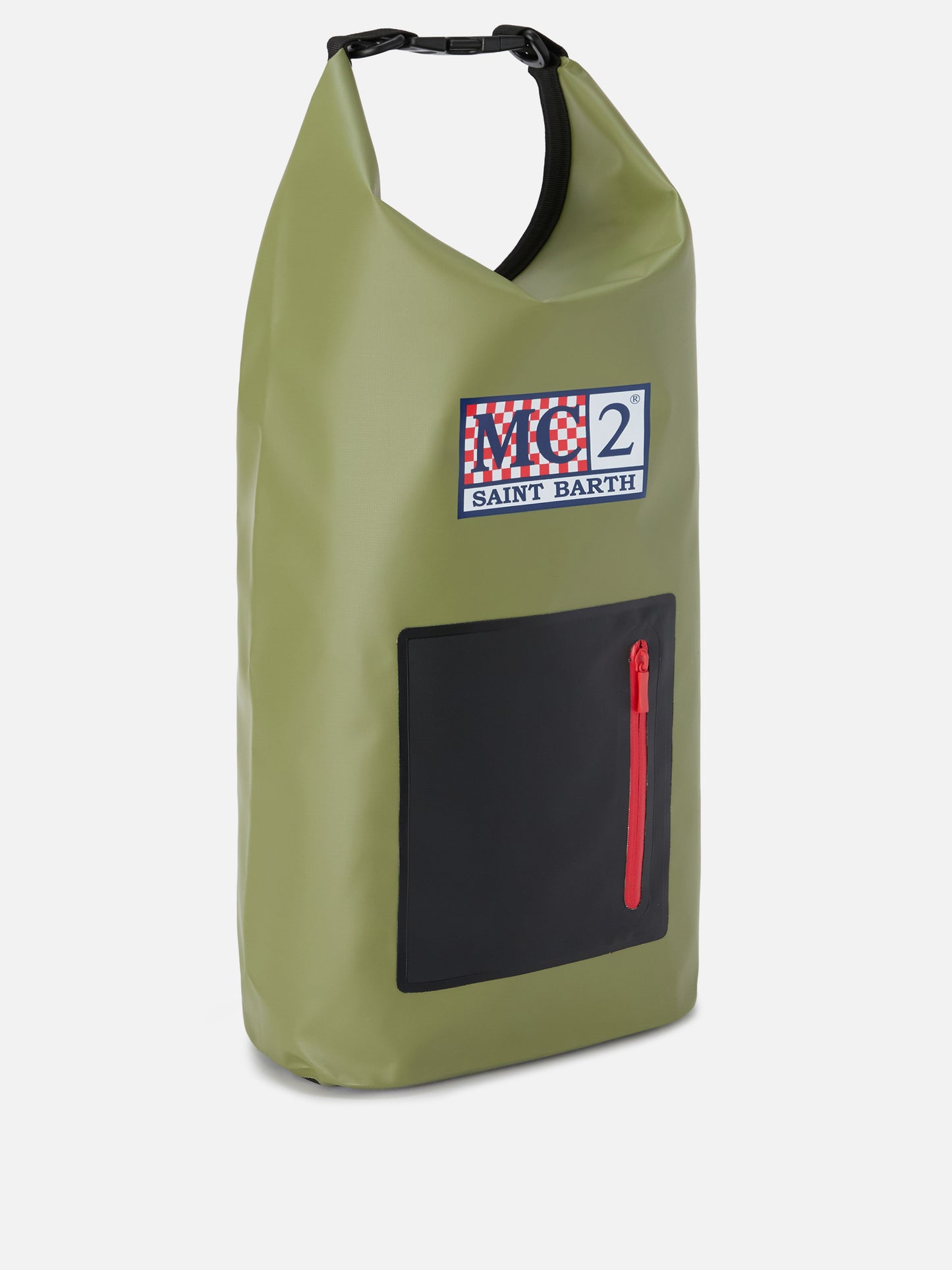 Backpack Aqua backpack in green solid-color PVC with printed logo