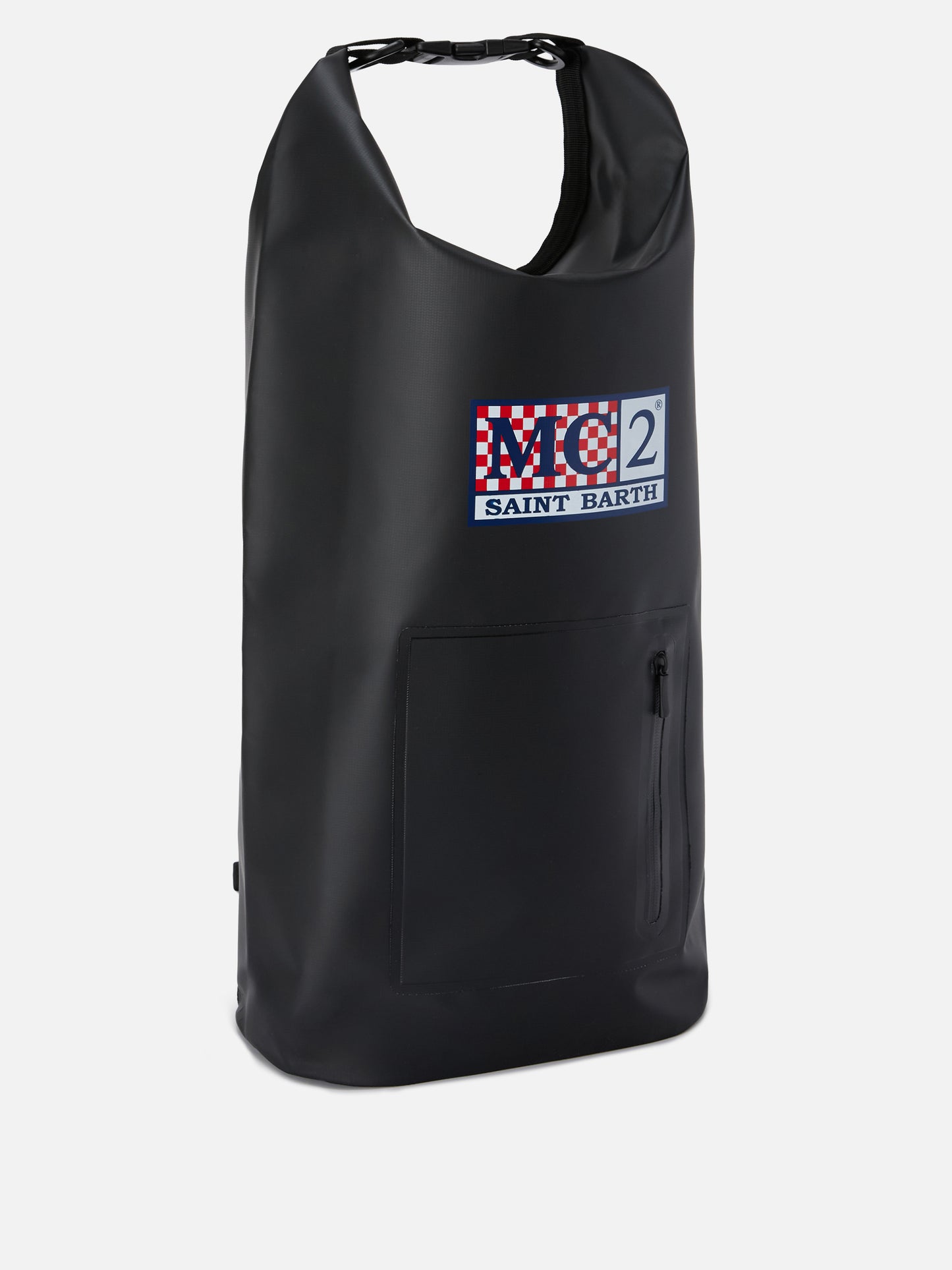 Sac à dos Aqua en PVC noir uni avec logo imprimé 