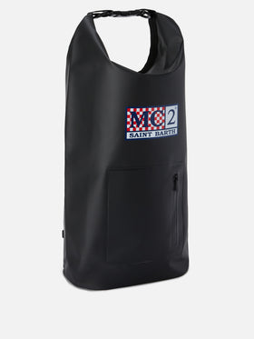 Sac à dos Aqua en PVC noir uni avec logo imprimé 