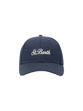 Baseball navy blue cotton linen cap