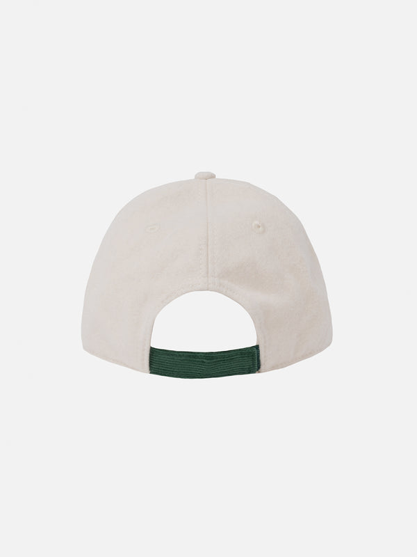 Wool white ball cap Baseball with corduroy visor and embroidered logo