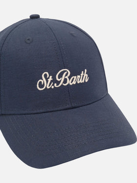 Baseball Kappe mit Schirm in Navy blue Leinen im Vintage-Look 