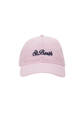 Baseball pink striped seersucker cap - MC2 Saint Barth