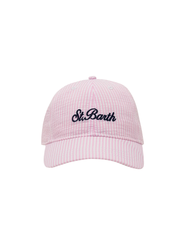 Baseball pink striped seersucker cap - MC2 Saint Barth
