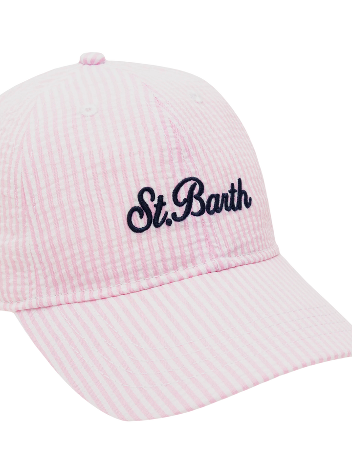 Baseball pink striped seersucker cap - MC2 Saint Barth