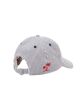 Baseball navy blue striped seersucker cap