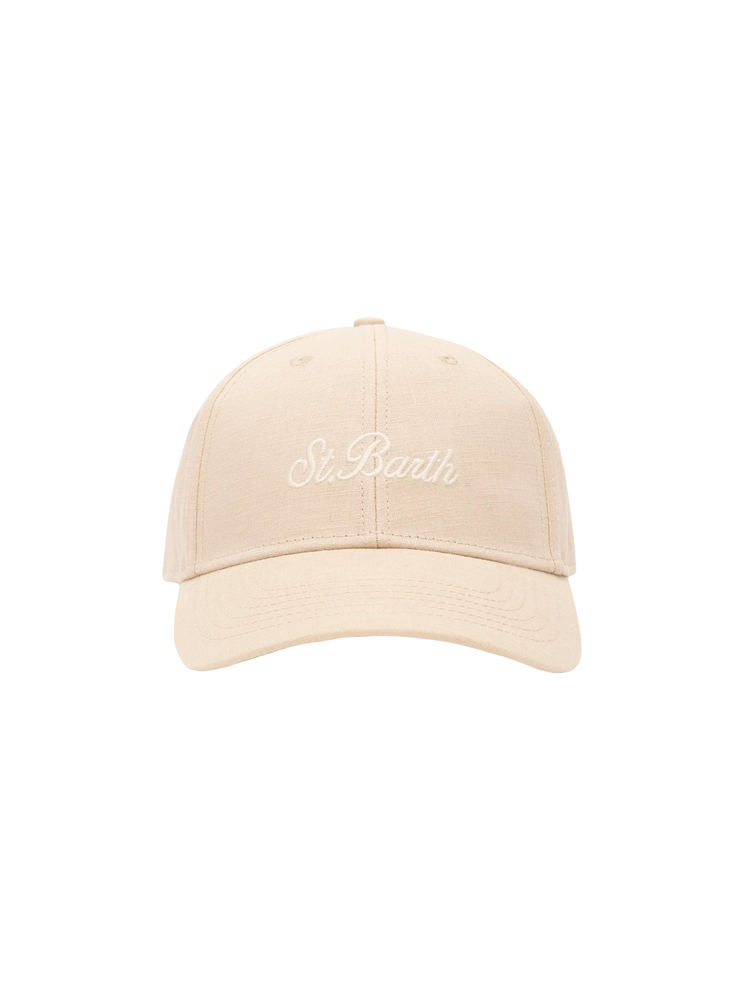 Cappellino da baseball in lino e cotone beige