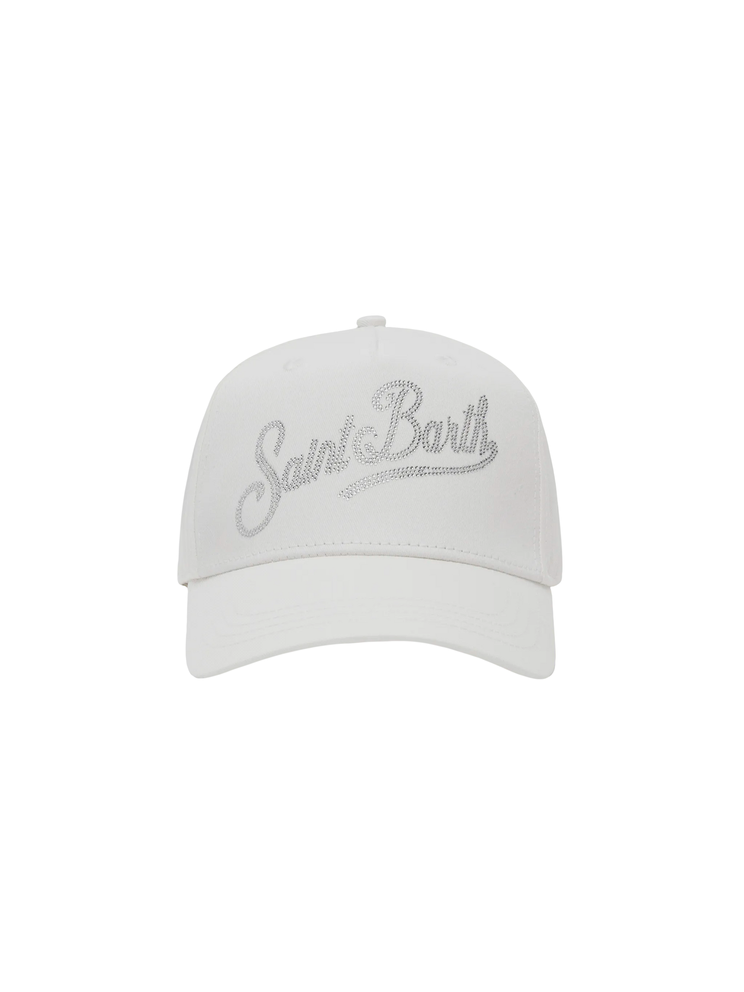 Baseball white cotton cap with rhinestones