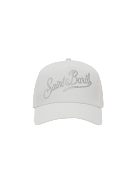 Baseball white cotton cap with rhinestones