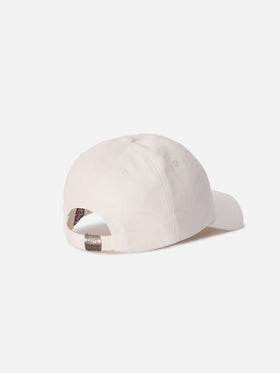 Cappellino Baseball con visiera in cotone bianco e logo ricamato