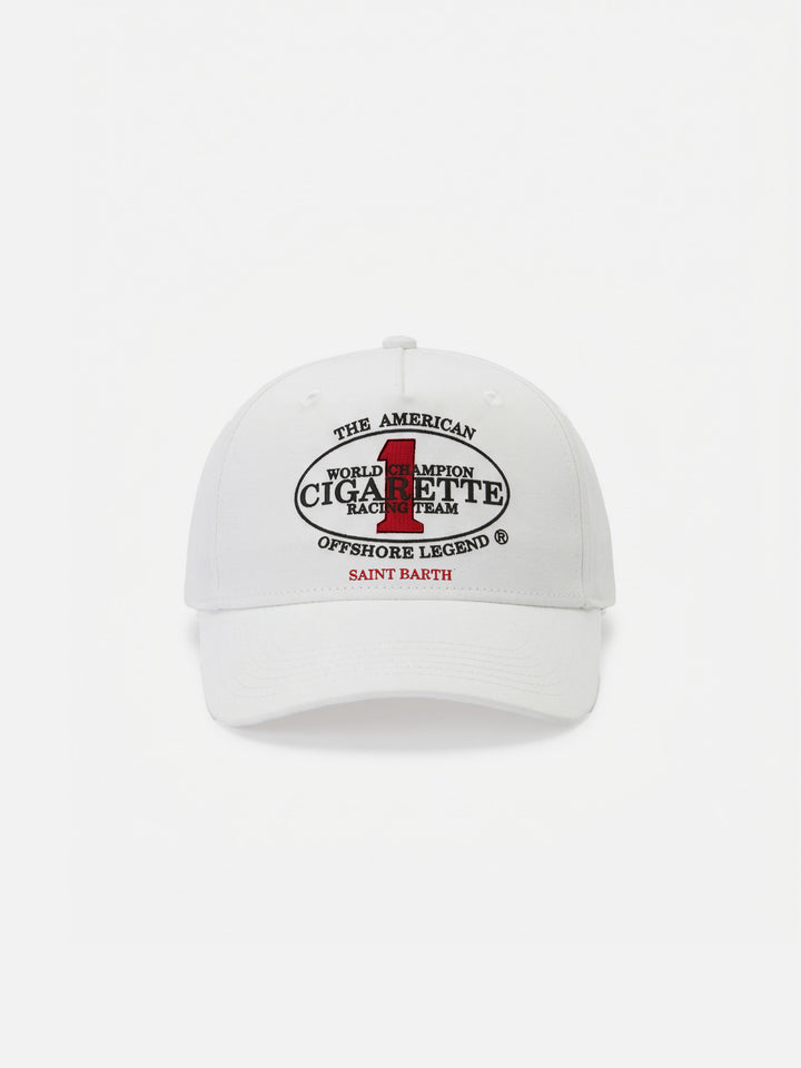 Baseball cap with visor in white with Cigarette embroidery | Special Edition