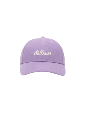 Lilac linen ball cap Baseball Jr with Saint Barth embroidery