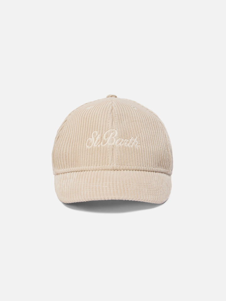 Cappello con visiera Baseball Corduroy in velluto a coste beige