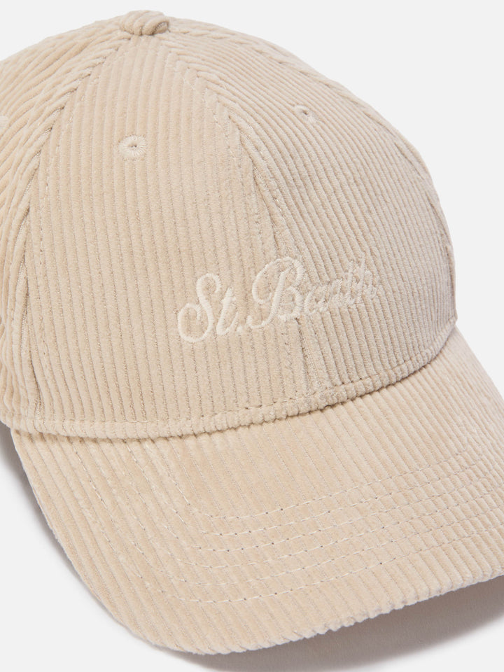 Cappello con visiera Baseball Corduroy in velluto a coste beige