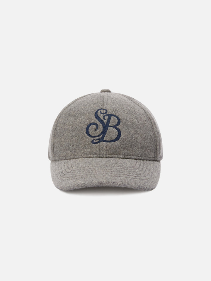 Graue Filzkappe Baseball mit SB-Monogramm-Stickerei 