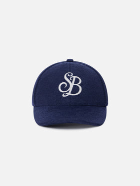 Gorra de fieltro Navy blue Baseball con bordado del monograma SB 