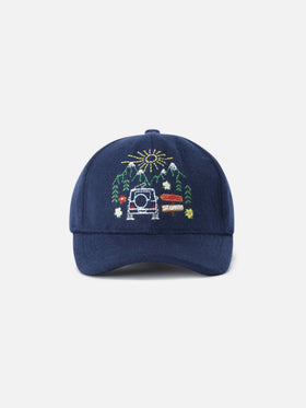 Cappellino Baseball Felt blu navy in misto lana con ricamo St. Moritz | Special edition