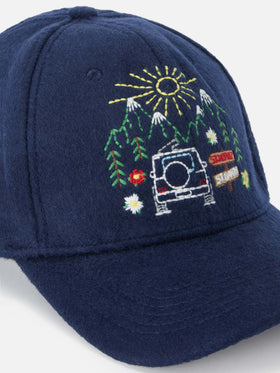 Cappellino Baseball Felt blu navy in misto lana con ricamo St. Moritz | Special edition