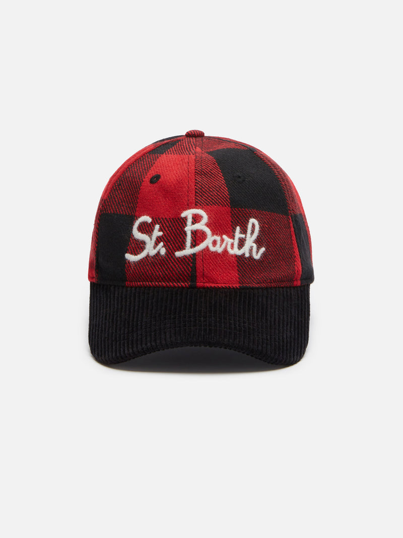 Check felt Baseball cap with St. Barth embroidery