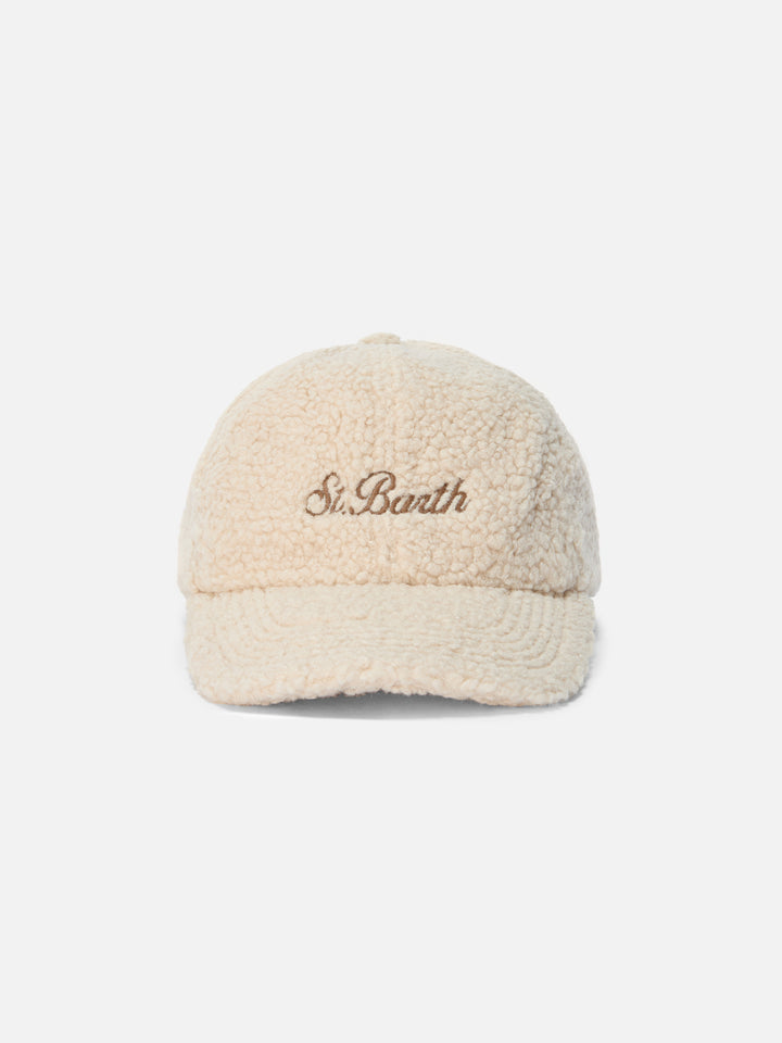 Cappello con visiera Baseball in sherpa beige