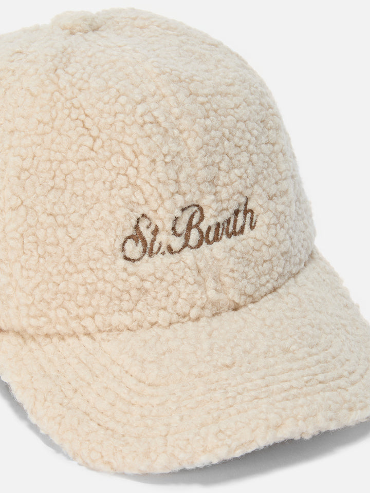 Cappello con visiera Baseball in sherpa beige