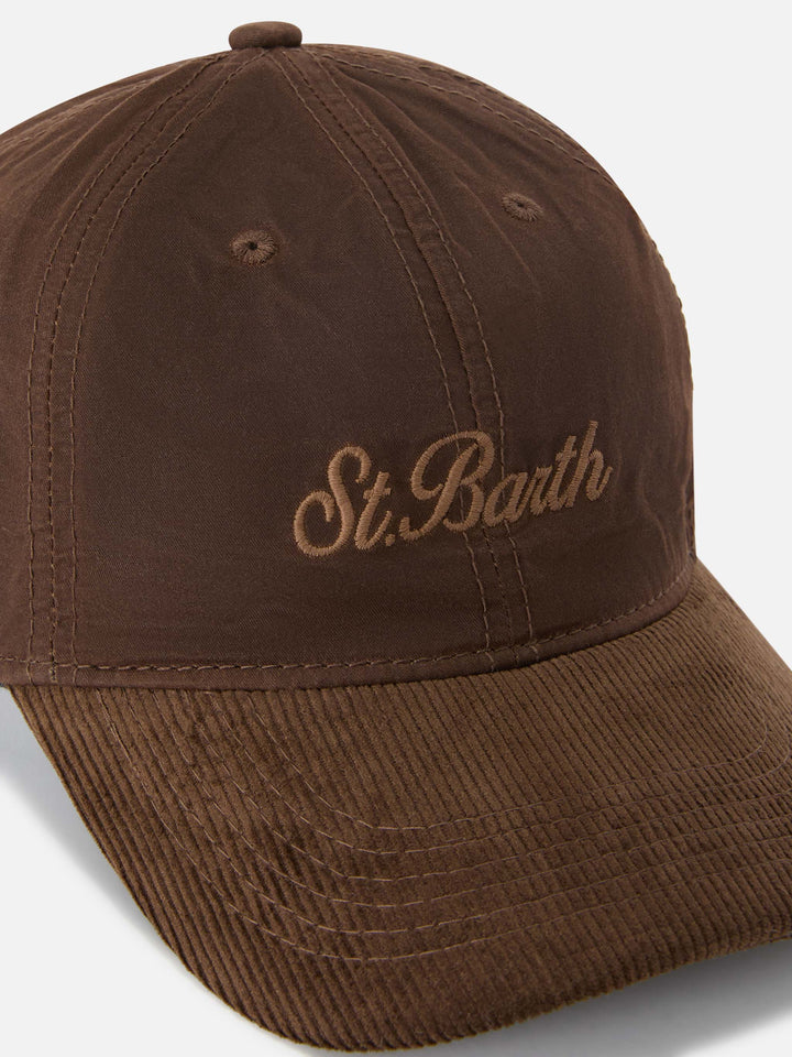 Gorra de pana encerada marrón Baseball con bordado del logo 