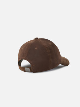 Brown Baseball waxed corduroy cap with logo embroidery