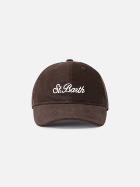 Casquette en velours côtelé marron Baseball avec logo brodé 