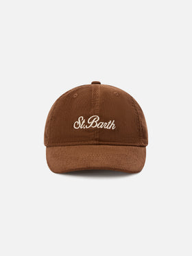 Beige Cordkappe Baseball mit Logo-Stickerei 
