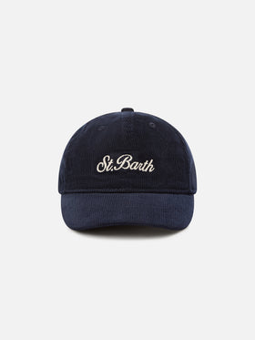 Cappello Baseball blu navy in velluto a coste con ricamo logo