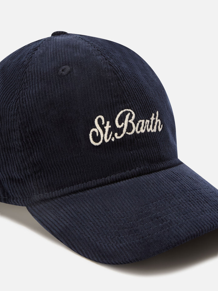 Casquette en velours côtelé Navy blue Baseball avec broderie du logo 