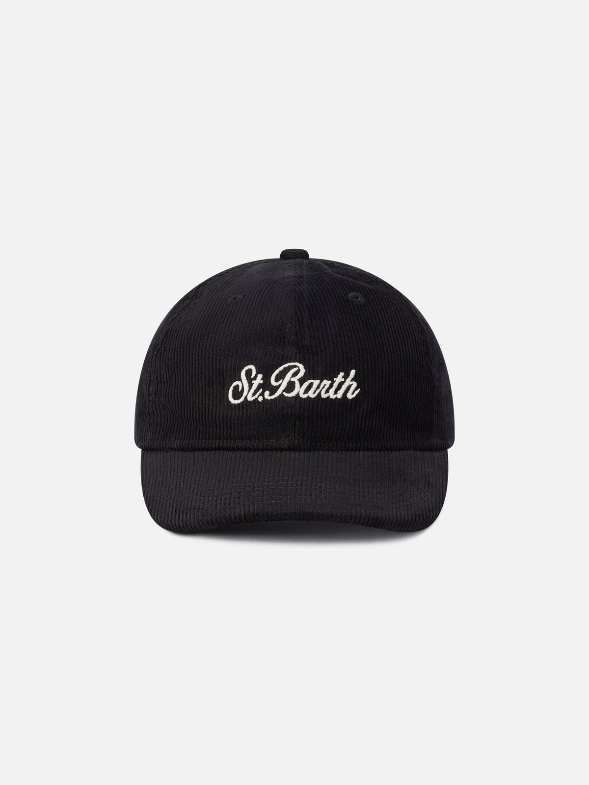 Schwarze Kappe aus Baseball Cord mit Logostickerei 