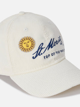 Off white Baseball corduroy cap with St. Moritz embroidery | Special edition