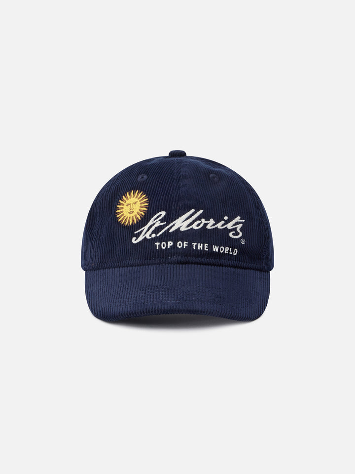 Casquette en velours côtelé Navy blue Baseball avec broderie St. Moritz | Special edition 