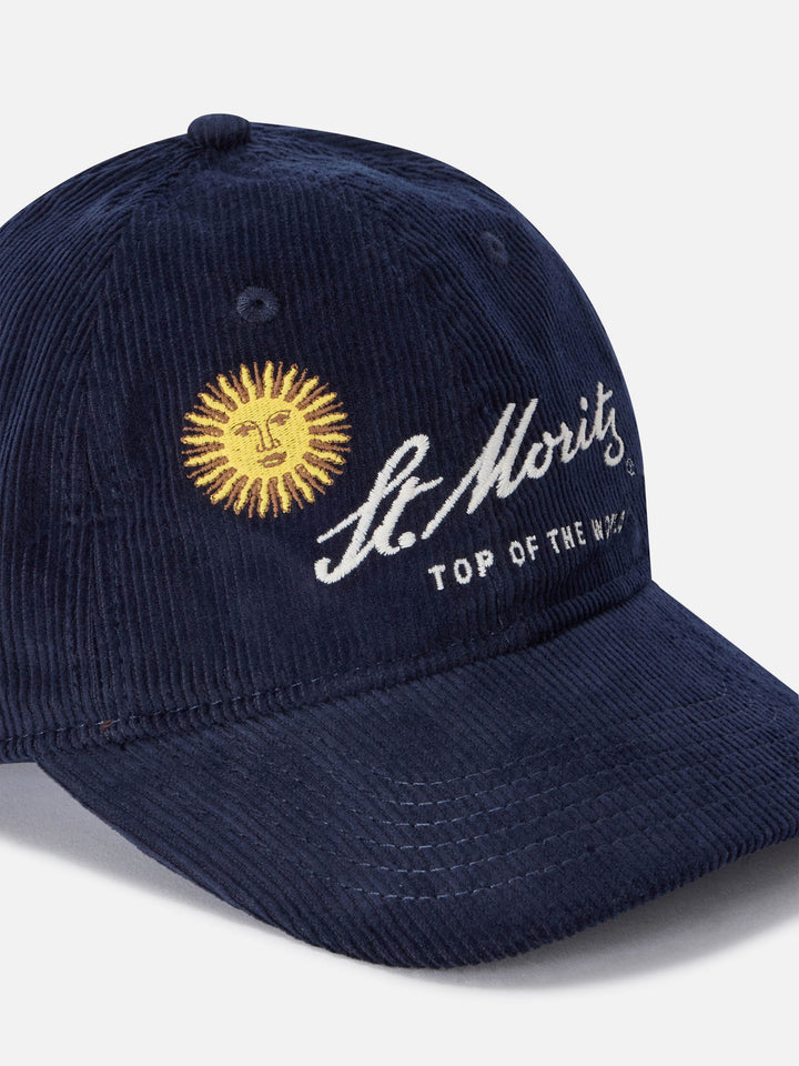 Casquette en velours côtelé Navy blue Baseball avec broderie St. Moritz | Special edition 