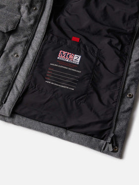 Grey wooly hooded down jacket Baxter