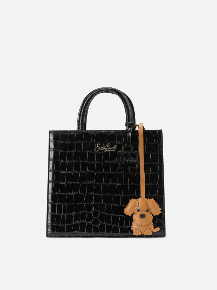 Dog Bag Charm in beige leather