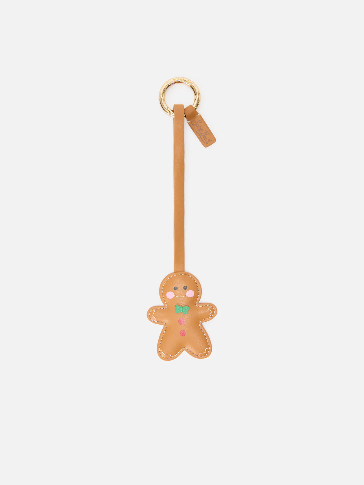 Charm per borsa marrone in pelle a forma di omino di pan di zenzero