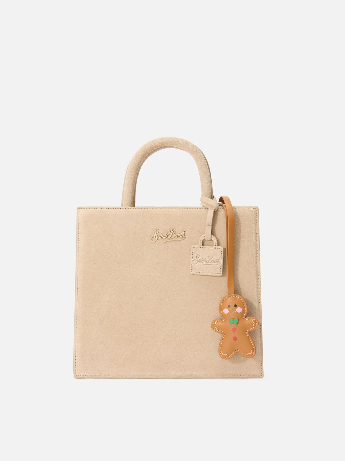 Charm per borsa marrone in pelle a forma di omino di pan di zenzero