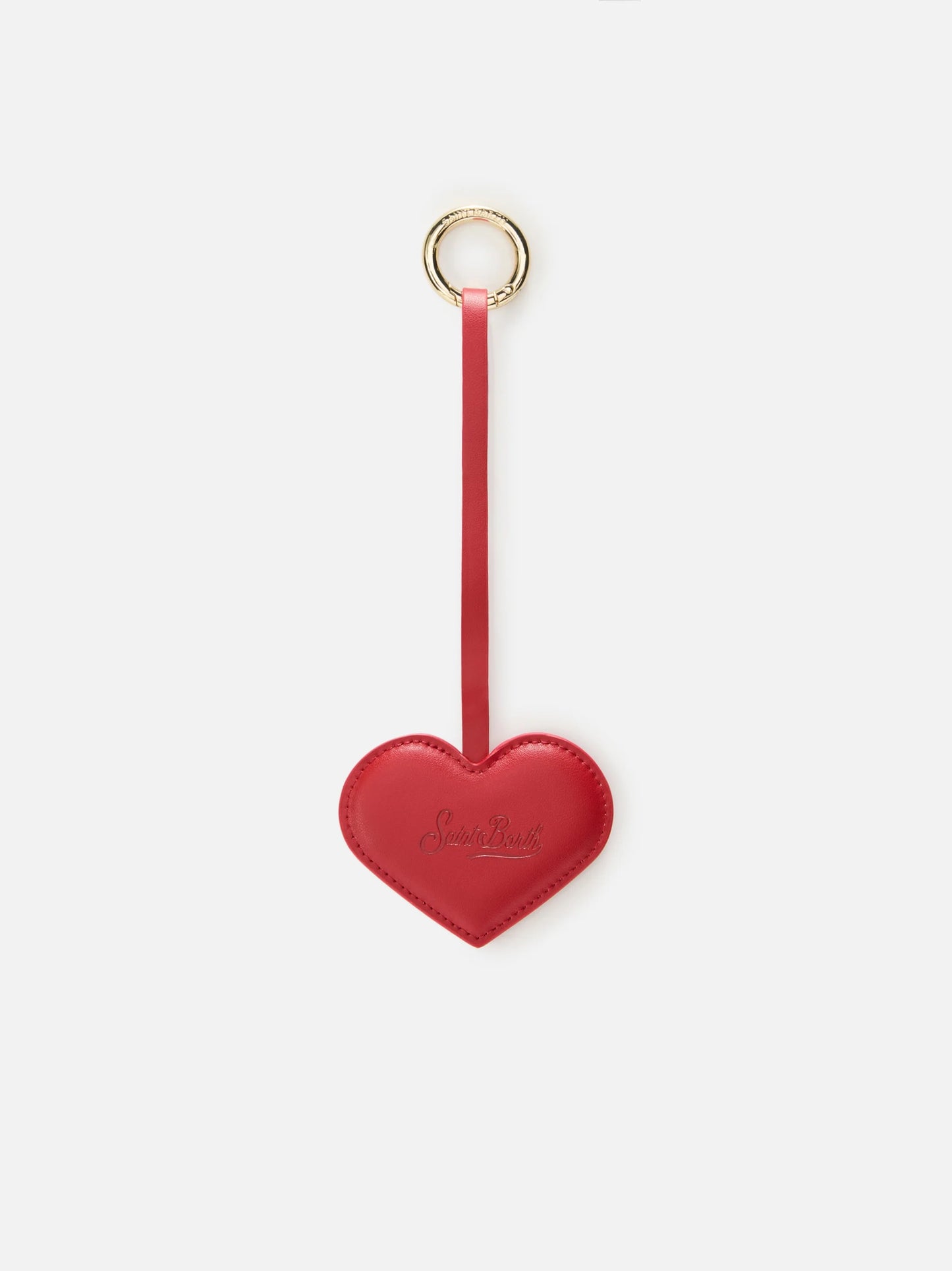 Heart Bag Charm in red leather
