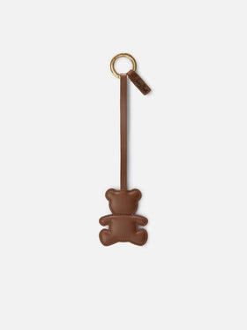 Charm per borsa marrone in pelle a forma di orsetto