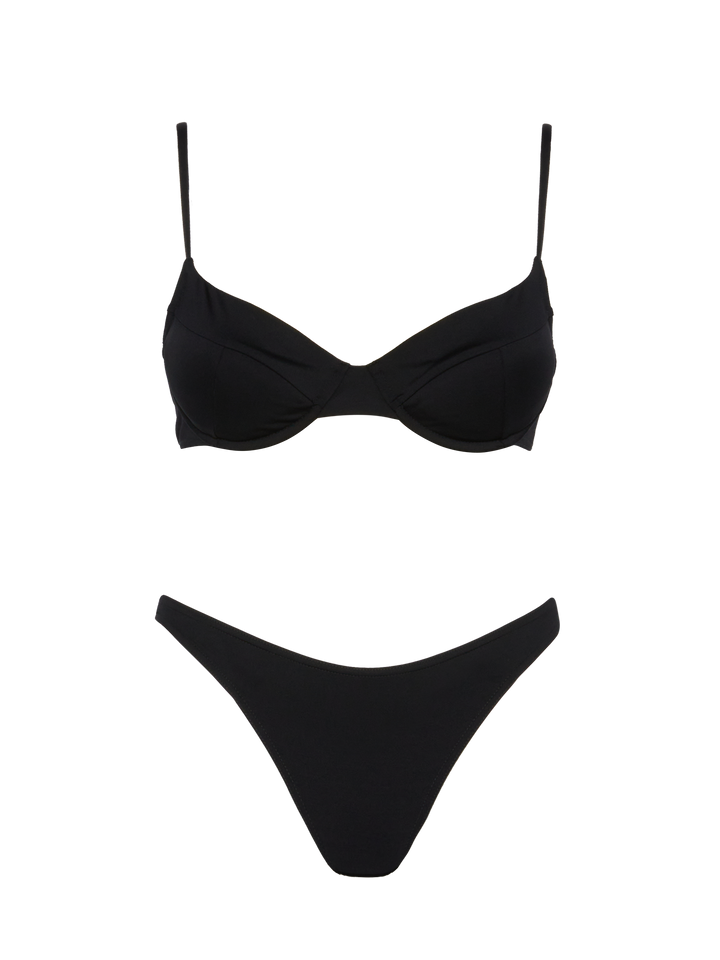 Bikini Bea Lido nero con top a bralette con ferretto e slip classici