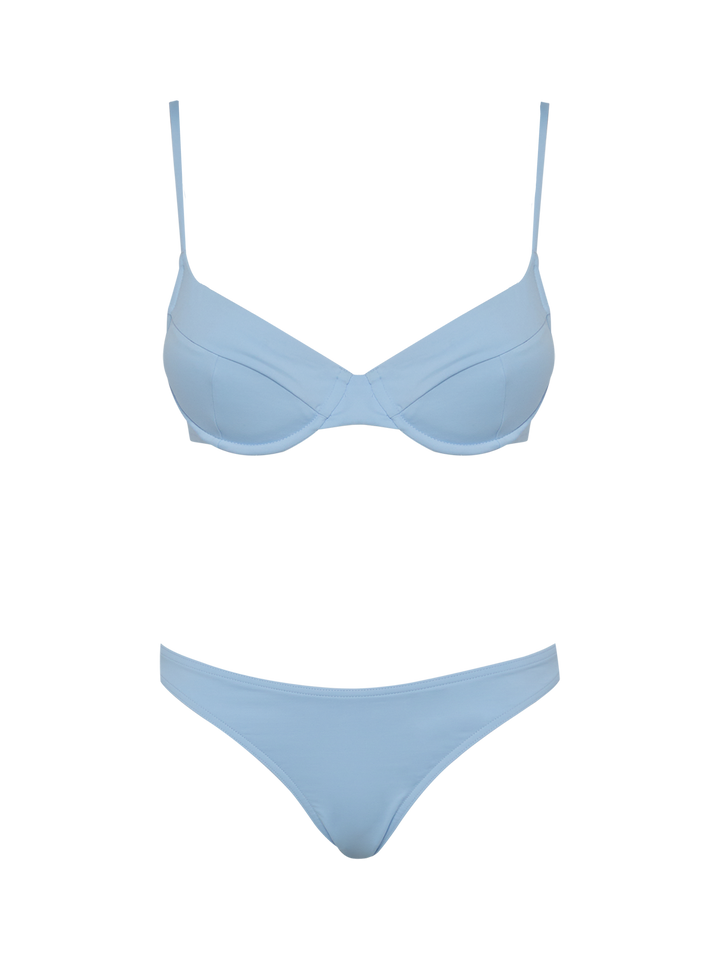 Bikini Bea Lido azzurro con top a bralette con ferretto e slip classici