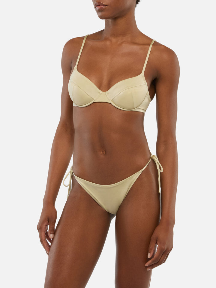 Virgo slip mare classico oro - Bea bralette oro shimmer con ferretto