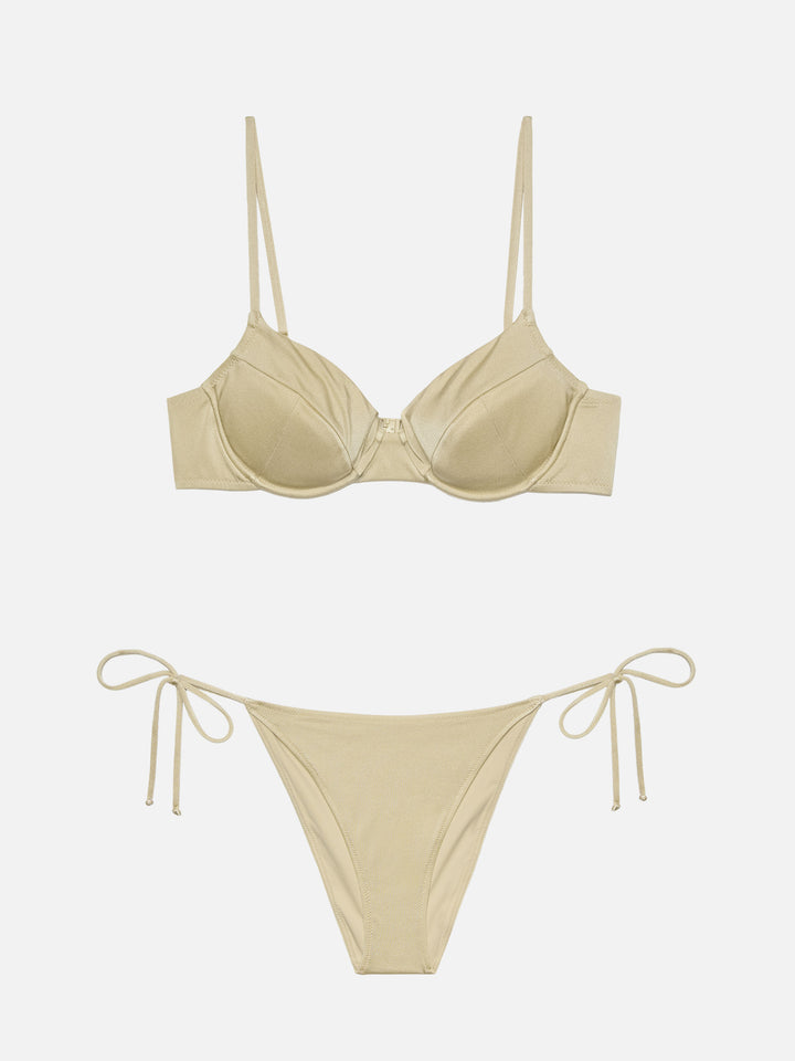 Virgo slip mare classico oro - Bea bralette oro shimmer con ferretto