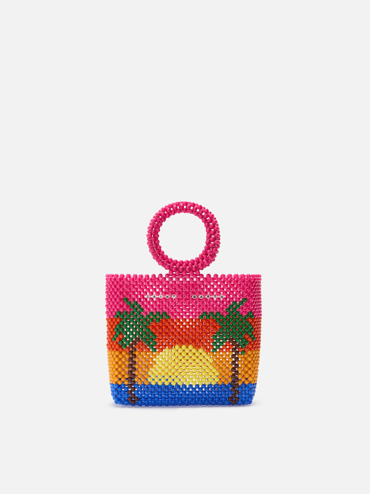 Borsa a mano con perline a righe