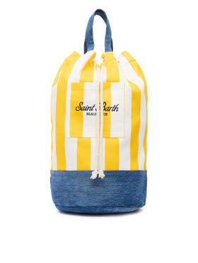 Beach Backpack with white and yellow striped print