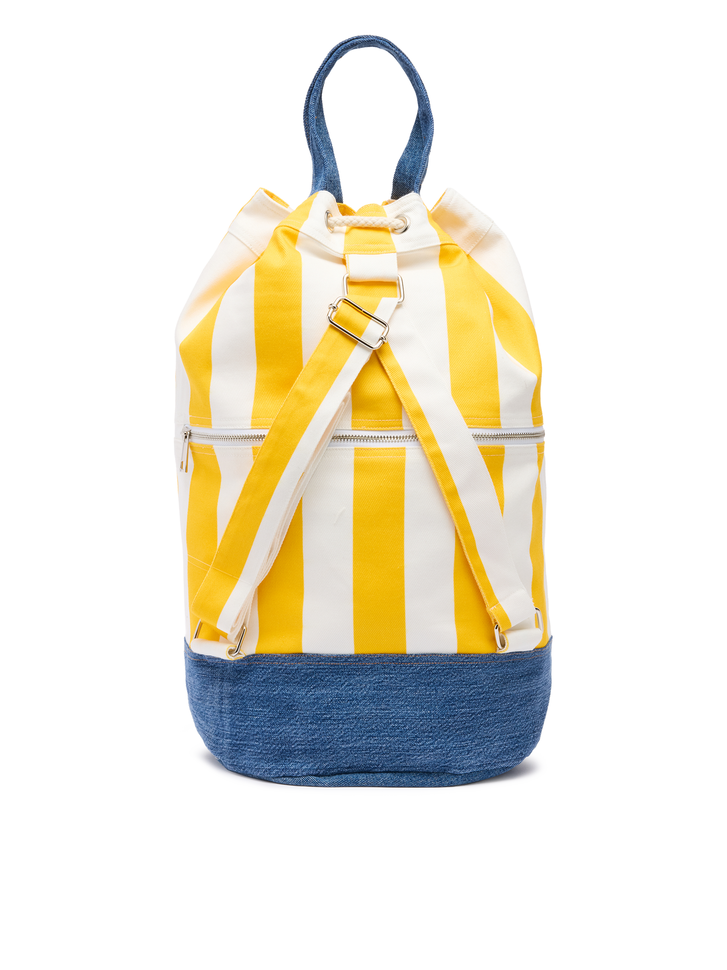 Beach Backpack with white and yellow striped print