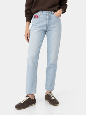 Jeans Belleville in denim azzurro con tasche crochet