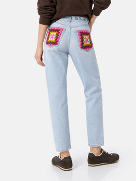 Jeans Belleville in denim azzurro con tasche crochet